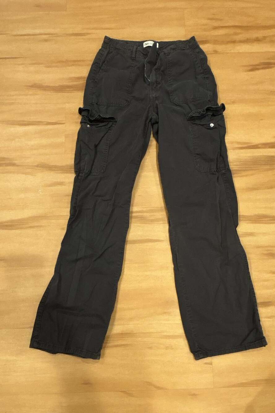 Zara Cargo Pants Size 2 Black Utility Y2K